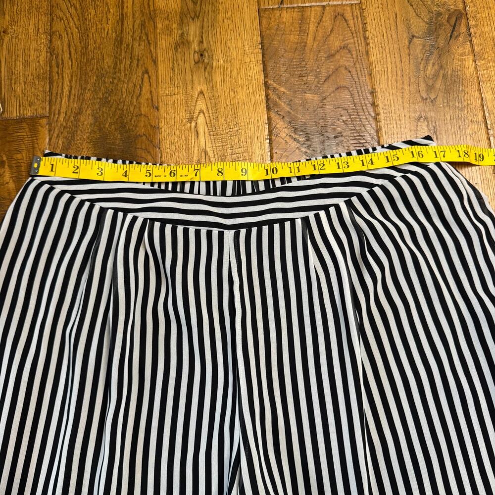 New Directions Black White Stripe Wide Leg Lined Palazzo Pants Womens Sz Large - Picture 3 of 6